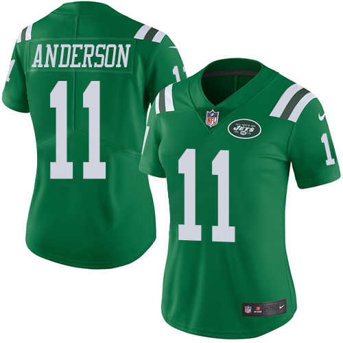 Nike Jets #11 Robby Anderson Green Women's Stitched NFL Limited Rush Jersey
